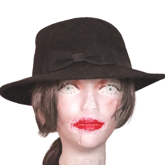☀️2 For $10  WOMENS BLACK WOOL HAT - Picture 1 of 2